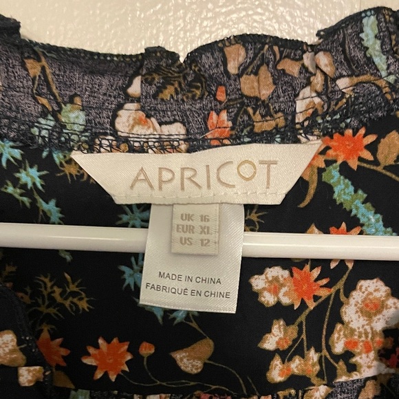 Apricot Floral Black Dress women’s 12 - Picture 3 of 6